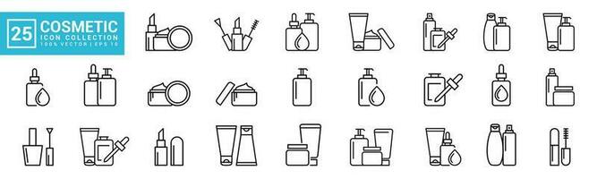 Collection icons of cosmetic, beauty, makeup, deodorant, lotion, editable and resizable EPS 10. vector