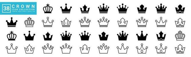 Collection of icons crown, king, queen, royal, kingdom, editable and resizable EPS 10. vector