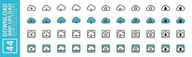 Collection icons of upload and download, data, file, internet, editable and resizable EPS 10 vector