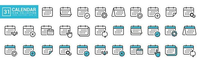 Collection icon of calendar, schedule, day, month, year, important days, holidays, editable and resizable EPS 10. vector