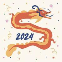 símbolo de contento chino nuevo año 2024 continuar. vistoso resumen moderno tarjeta postal, póster, saludo tarjeta. zodíaco firmar, año de el verde de madera continuar. valores vector ilustración