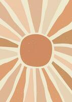 Modern abstract boho sunrise. Earth tones poster. Contemporary design for poster, banner,greeting card, flyer, social media post, story. Minimalist mid century style vector