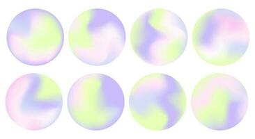 conjunto de y2k degradado aura círculos.moderno fluido multicolor gradientes borroso color esferas vibrante pastel color paleta. valores vector ilustración