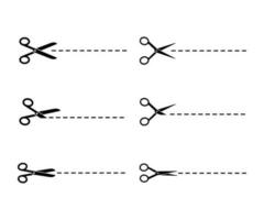 conjunto de vector tijeras con cortar líneas en blanco antecedentes