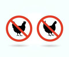No chicken or poultry vector icon. No chicken symbol. No chicken allowed symbol vector