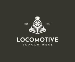 Vintage old locomotive train logo design template vector