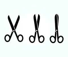 Set of black open scissors on white background vector