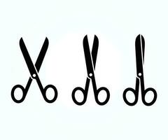 Set of black open scissors on white background vector