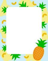 Vector illustration. Pineapple frame on a blue background.