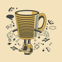 Retro Mug Cartoon Character Vector Stock Illustration