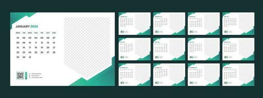 Calendar 2024 planner corporate template design set. Week starts on Monday. template for annual calendar 2024 vector