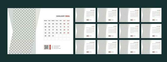calendario, 2024, escritorio, plantilla, diseño vector