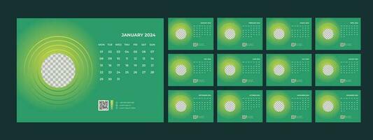 calendario, 2024, escritorio, plantilla, diseño vector