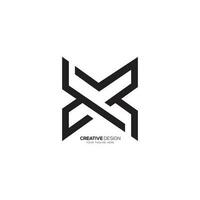 Modern shape letter m r x with line art unique monogram logo. M logo. X logo. R log vector