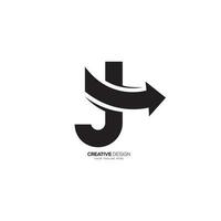 Letter J business growth with arrow shapes alphabet monogram logo. J logo vector