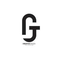 Modern unique shape letter GT creative monogram logo concept. G logo. T logo vector