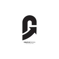 Modern unique shape letter G with arrow sign business branding monogram logo. G logo vector