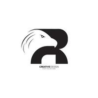 Modern eagle shape letter R with negative space creative monogram logo. R logo vector