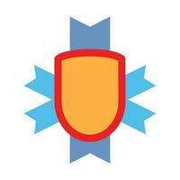 Shield badge with flat ribbon vector. Banner of template for web label shield illustration vector