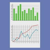 Financial document with charts and diagrams. Template of graphic analytics infographic, vector illustration