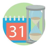 Time concept icon vector. Hourglass and calendar illustration vector
