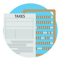 Count tax icon vector. Counting tax with abacus badge label illustration vector