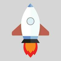 Rocket launched in space. Launch spaceship, business start up. Vector illustration