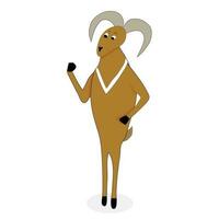 Urial ram animal character. Character mammal ram, young anuimal with bighorn, vector illustration