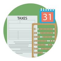 Day of counting taxes icon. Financial tax day, counting money illustration vector