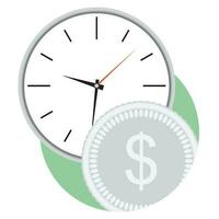 Money and time flat icon vector. Business efficiency and time management illustration vector