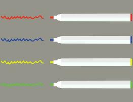 Colored markers and strokes. Highlighter line of pen marker, marker color stationery. Vector illustration