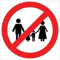 Ban family icon. Family no, child prohibition, warning and stop, vector illustration