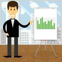 Consultant economist presentation business start up graphic, vector illustration