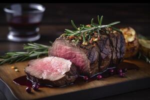 Roasted beef tenderloin meat photo