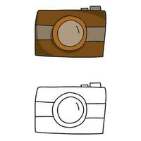 flat hand drawn icon of a camera. black and white and colores element vector