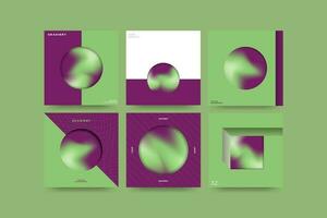 Set of Creative Gradient Blend of Pistachio and Magenta in Geometric Cover Posters in Memphis Art Style. Two-toned gradient posters. Vector Illustrations.