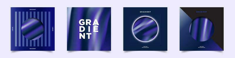 Set of Geometric Artwork in futuristic Blue Gradient concept, Navy, Purple, Blue, Teal Neon Abstract Gradient in geometric shapes. Vector Illustration. EPS 10.