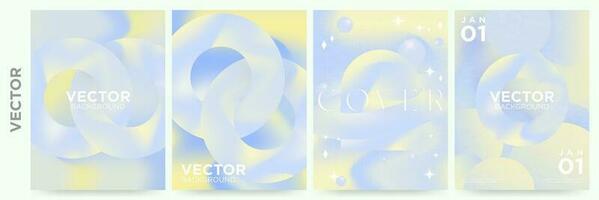 Creative Yellow and Blue Pastel Backgrounds in 3d digital and modern concept. Flowing liquid gradient style templates. Editable Vector Illustration. EPS 10.