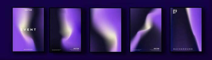 Set of Neon Vivid Lavender Haze A4 Poster Background. Bright lavender pink and dark blue gradation abstract background. Vector Illustration. EPS 10.