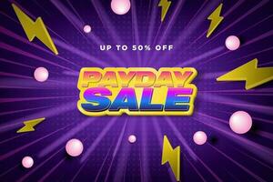 Colorful Payday Sale Banner with up to 50 off text tag and colorful dynamic background. Editable Vector Illustration. EPS 10.