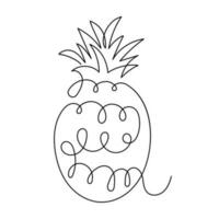 Pineapple tropical fruit illustration line art style vector