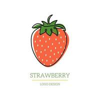 Strawberry summer tropical berry logo design line art style with colorful shape.Vector illustration for cafe, shop, web site, card vector