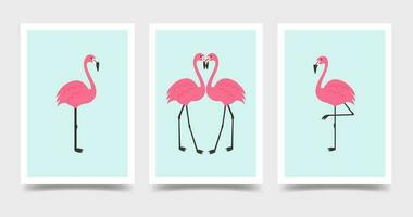 Vertical posters templates with Pink Flamingo vector