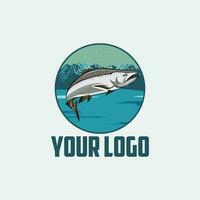 vector logo salmón lago pescado