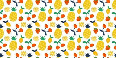 Summer nature abstract fruits and berries seamless pattern vector