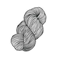 vector linear drawing on the theme of knitting. skein of wool. hobby, crochet, needlework