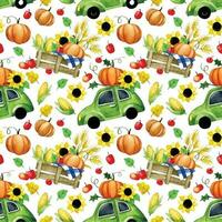 cute seamless pattern for thanksgiving day. children's print autumn, vintage. funny pumpkins vector