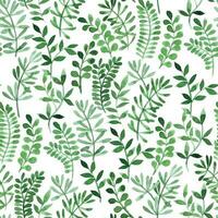 watercolor seamless pattern with abstract green leaves, greenery on white background vector