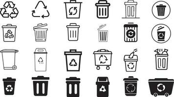 Recycle icon and trash symbol icon, Recycle symbol Isolated on white background. Vector illustration