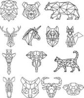 Set of Geometric abstract animals. Black animals on white background Vector Designs